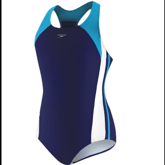 Speedo Navy and Aqua One-Piece Swimsuit - Picture 1 of 1